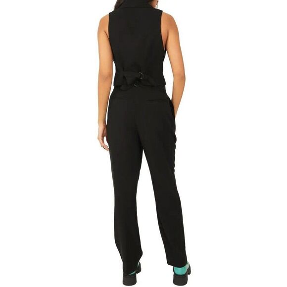 NWT FREE PEOPLE GABBIE SPRING TUX SET 2 PIECE VEST & TROUSER SET IN BLACK - Picture 3 of 4